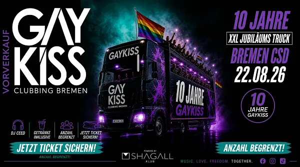 XXL GAYKISS CLUBBING JUBILÄUMS TRUCK - CSD BREMEN 2026