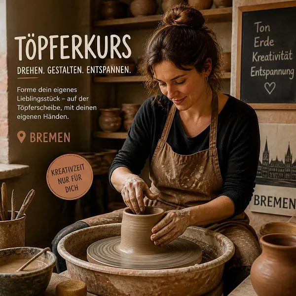🤎🏺 Mit den Händen gestalten – Schnupperkurs in Bremen an der Drehscheibe