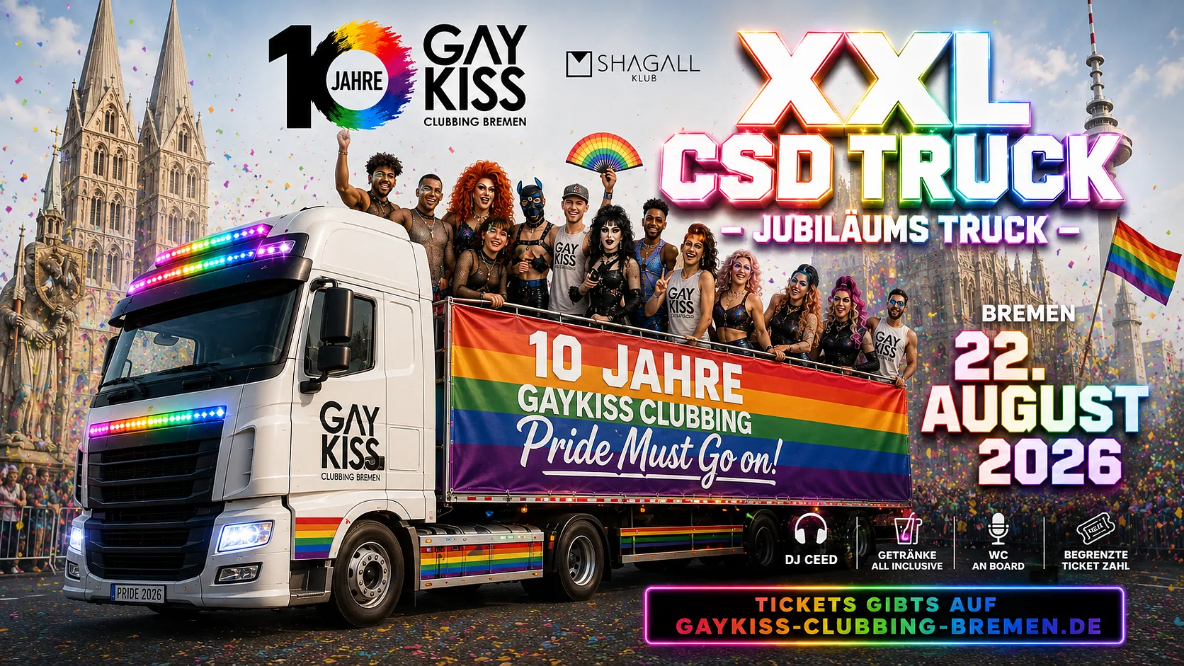 XXL GAYKISS CLUBBING JUBILÄUMS TRUCK - CSD BREMEN 2026